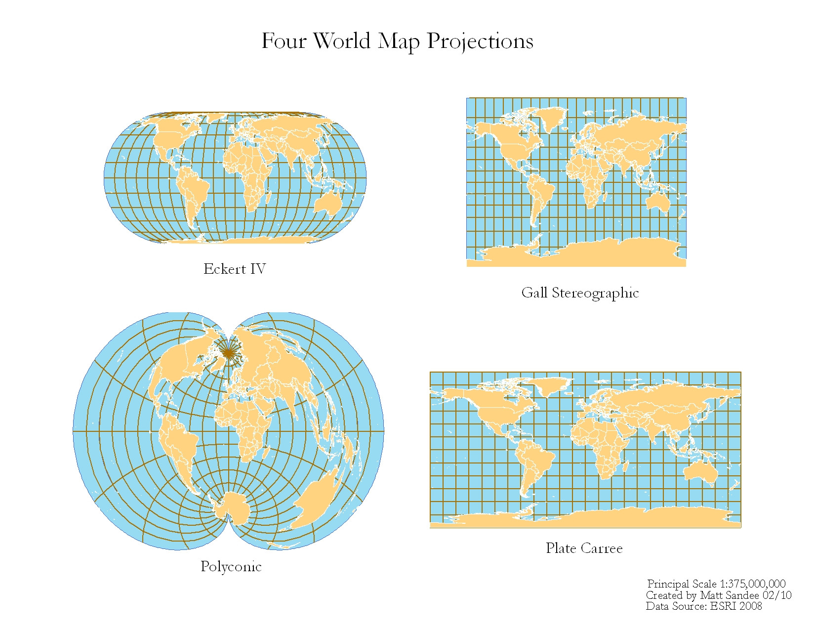 Four World Map Projections